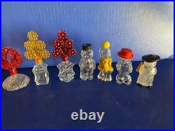 Vintage Art Deco Perfume Bottles Mid Century Set Of (7) 4 1/2 Tall