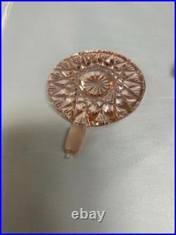 Vintage Art Deco Pink & Clear Cut Glass Perfume Bottle with Geometric Stopper