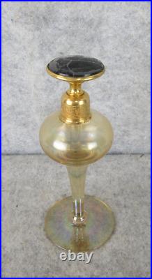 Vintage Art Deco Signed DeVilbiss Iridescent Gold Glass Dauber Perfume Bottle