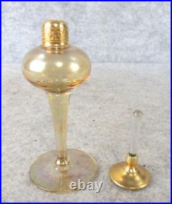 Vintage Art Deco Signed DeVilbiss Iridescent Gold Glass Dauber Perfume Bottle