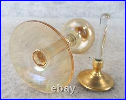 Vintage Art Deco Signed DeVilbiss Iridescent Gold Glass Dauber Perfume Bottle