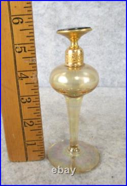 Vintage Art Deco Signed DeVilbiss Iridescent Gold Glass Dauber Perfume Bottle