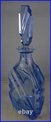 Vintage Art Deco Style Large Lt. Blue Glass Perfume Bottle