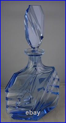 Vintage Art Deco Style Large Lt. Blue Glass Perfume Bottle
