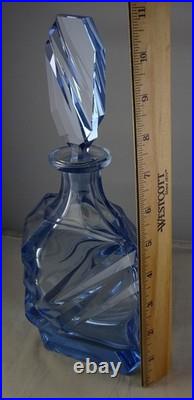 Vintage Art Deco Style Large Lt. Blue Glass Perfume Bottle