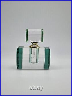 Vintage Art Deco Style Murano Geometric Emerald Green Glass Perfume Bottle