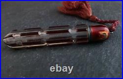 Vintage Art Deco scent bottle, Ruby flash glass and guilloche enamel
