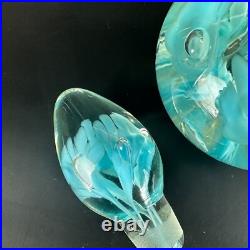Vintage Art Glass Perfume Bottle Paper Weight Gibson/St. Clair Blue Flower 6 T