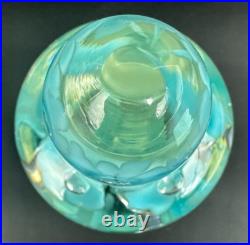 Vintage Art Glass Perfume Bottle Paper Weight Gibson/St. Clair Blue Flower 6 T