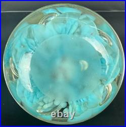 Vintage Art Glass Perfume Bottle Paper Weight Gibson/St. Clair Blue Flower 6 T