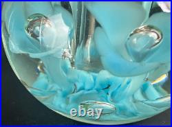 Vintage Art Glass Perfume Bottle Paper Weight Gibson/St. Clair Blue Flower 6 T