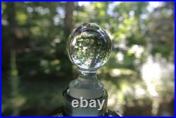 Vintage Art Glass Submerged Perfume Bottle with Stopper Clear and Green 8-1/4