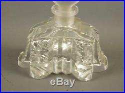 Vintage Art Nouveau Czechoslovakian Crystal Perfume Bottle Figural Etched Top