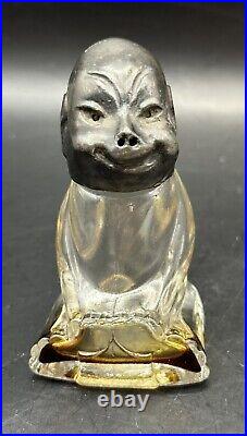 Vintage Asian Billiken Baby Buddha Oriental Metal Head Perfume Bottle 1908