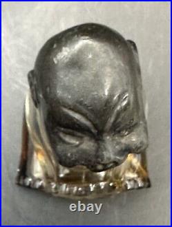 Vintage Asian Billiken Baby Buddha Oriental Metal Head Perfume Bottle 1908