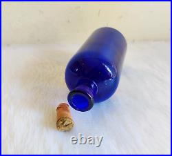 Vintage Ayurvedic Banawat Cobalt Blue Glass Bottle Medicine Empty G560