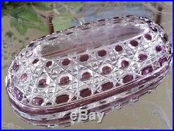 Vintage BACCARAT SET OF (4) Amethyst Purple Cut to Clear Vanity Set, EXCELLENT