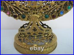 Vintage BOHEMIAN Ornate Gold ORMOLU Filigree Multi Colorful Stone PERFUME Bottle