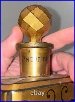 Vintage Babani Ambre de Dehli Gilt-Painted Perfume Bottle with Stopper 7.25