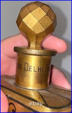 Vintage Babani Ambre de Dehli Gilt-Painted Perfume Bottle with Stopper 7.25