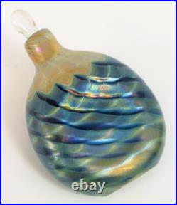 Vintage Beautiful Art Glass Iridescent Colorful Signed Bottle Perfume Italy