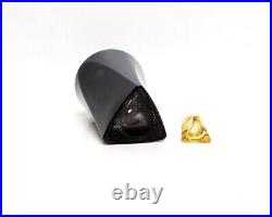 Vintage Black Glass Art Deco Perfume Bottle with Amber Stopper Triangle Panels