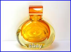 Vintage Blown Art Glass Perfume Bottle Clear & Amber Colot Heavy Crystal Vintage Blown Art Glass Perfume Bottle Clear & Amber Colot Heavy Crystal