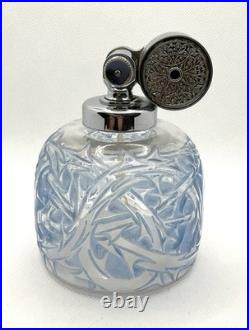 Vintage Blue Clear Lalique Style Crystal Bottle Perfume Atomizer Marcel Franck
