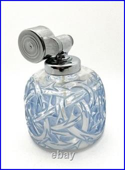 Vintage Blue Clear Lalique Style Crystal Bottle Perfume Atomizer Marcel Franck Vintage Blue Clear Lalique Style Crystal Bottle Perfume Atomizer Marcel Franck