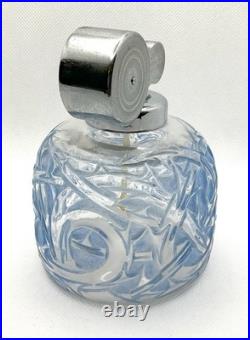 Vintage Blue Clear Lalique Style Crystal Bottle Perfume Atomizer Marcel Franck
