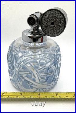 Vintage Blue Clear Lalique Style Crystal Bottle Perfume Atomizer Marcel Franck
