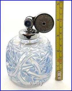 Vintage Blue Clear Lalique Style Crystal Bottle Perfume Atomizer Marcel Franck