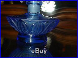 Vintage Blue Perfume Bottle with Butterfly Dauber Hand Made Czech Republic