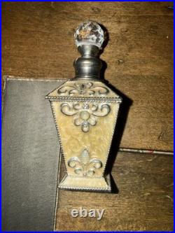 Vintage Bohemia Crystal Perfume Bottle Czech Czechoslovakia Gold Enamel 4