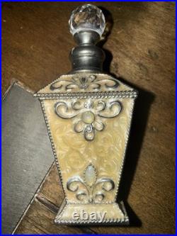 Vintage Bohemia Crystal Perfume Bottle Czech Czechoslovakia Gold Enamel 4