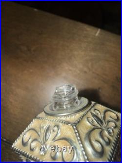 Vintage Bohemia Crystal Perfume Bottle Czech Czechoslovakia Gold Enamel 4