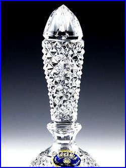 Vintage Bohemian Czech Cut Crystal 8.5 DIAMOND CUT PERFUME BOTTLE STOPPER Mint
