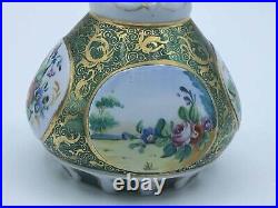 Vintage Bohemian Hand Painted Enamel Glass Perfume Bottle 6.75 MADE IN ENGLAND