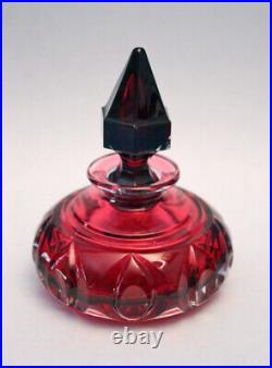 Vintage Boston & Sandwich CABOCHON CRANBERRY GLASS Perfume Bottle + Stopper