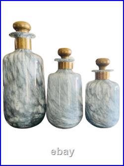 Vintage Bottle Lot Dara International Set Glass Brass Apothecary Vanity Bottles