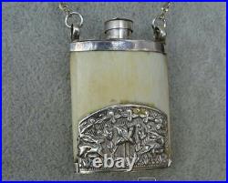 Vintage Bottle Silver Fragrant Liquids Cosmetic Lid Chain Decor Rare Old 20th