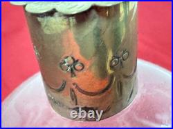 Vintage Brass Top Etched Crystal Perfume Bottle Decanter