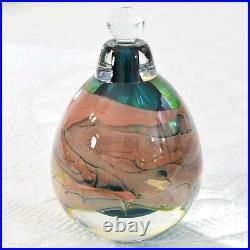 Vintage Brent Kee Young Blown Studio Art Glass Round Scent Perfume Bottle Signed