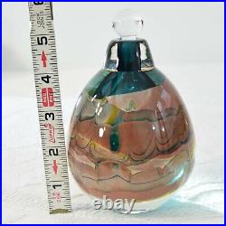 Vintage Brent Kee Young Blown Studio Art Glass Round Scent Perfume Bottle Signed