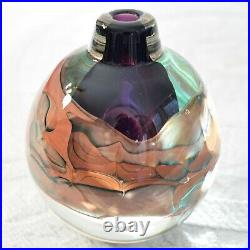 Vintage Brent Kee Young Studio Art Glass Round Blown Scent Perfume Bottle Signed