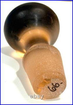 Vintage CZECH Pink Frosted Pair Hand Painted Blown Art Glass Perfume Bottles 55o