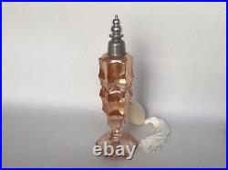Vintage Carnival Glass Large Perfume Bottle with Ball Atomizer Marigold