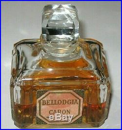 Vintage Caron Bellodgia Baccarat Perfume Bottle 3 OZ Open 1/2 Full 3 3/4