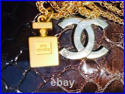 Vintage Chanel CC Logos No 5 Gold Necklace with Chanel Dust Bag