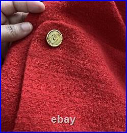 Vintage Chanel Red Wool Jacket N5 Factory Perfume Bottle Buttons FR 40 CC 1990s